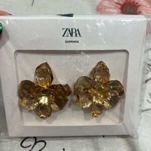 Zara Metallic Gold Flower Earrings